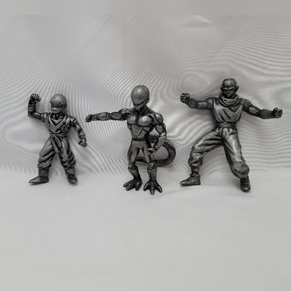 Dragon Ball Z Silver Lot Of 3 Figures Burger King 2000 Frieza Krillin Piccolo